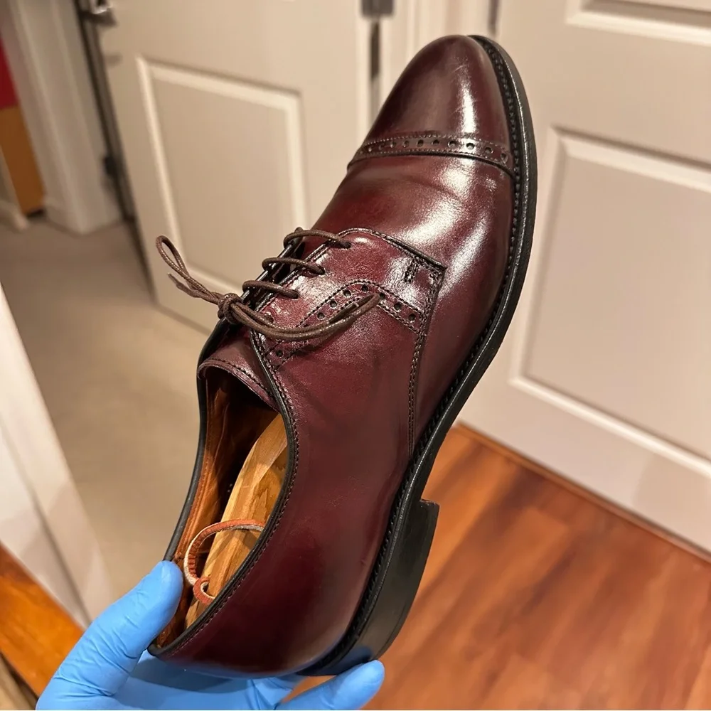 Allen Edmonds Burgundy Leather Cap-Toe Derbys - Picture 8 of 15